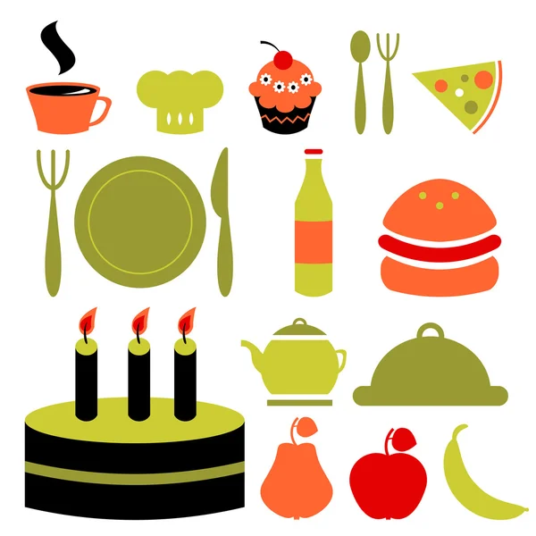 Varios iconos de alimentos conjunto — Vector de stock