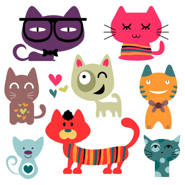 Various funny cats set