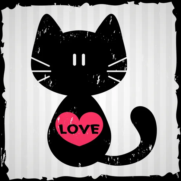 猫とバレンタイン カード — ストックベクタ