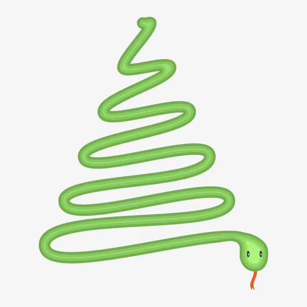 Année d'un serpent Carte de sapin de Noël — Image vectorielle