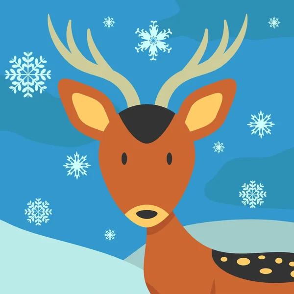 Christmas card with cute deer — Stock Vector