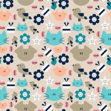 Şirin hayvanlarla kusursuz desen