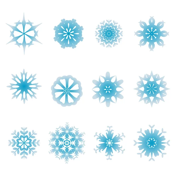 Conjunto de copos de nieve — Vector de stock