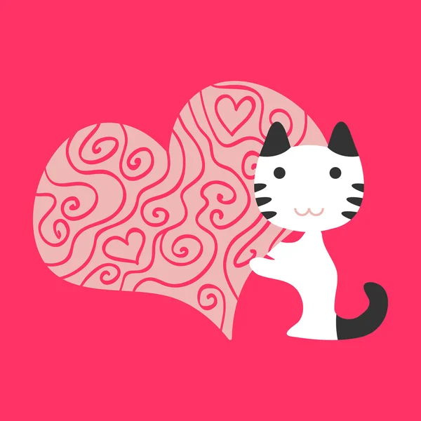 恋のロマンチックなイラスト猫 — ストックベクタ