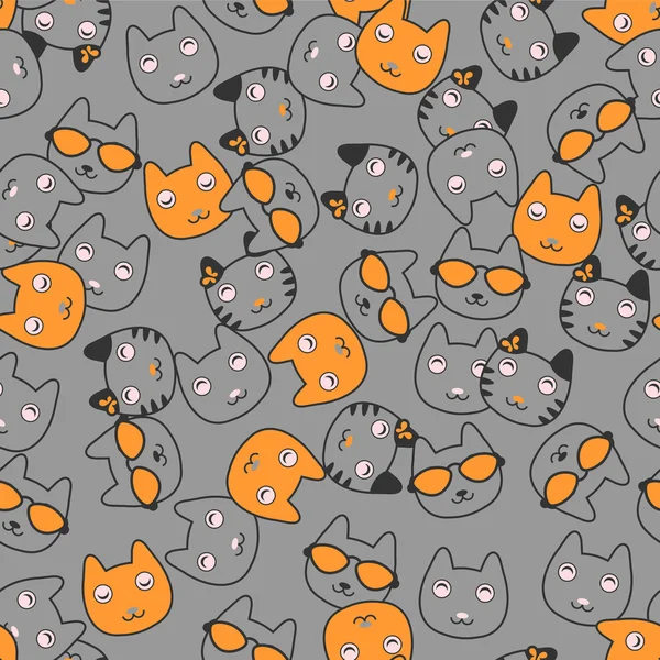 Seamless pattern with cute kitties — Stock Vector