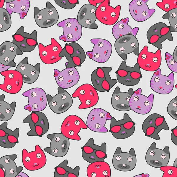 Seamless pattern with cute kitties — Stock Vector
