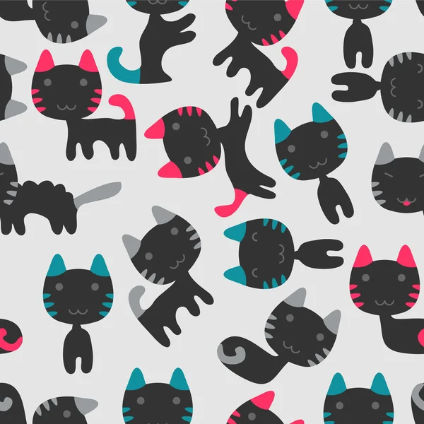 Seamless pattern with cute sweet kittens — Stock Vector