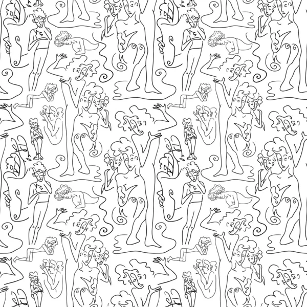 Seamless pattern with hand drawn figures of — Stock Vector