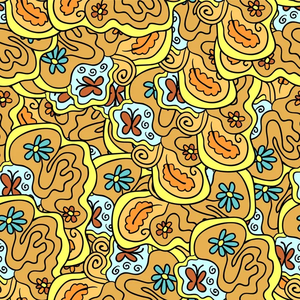 Florales nahtloses Muster, von Hand gezeichnet — Stockvektor