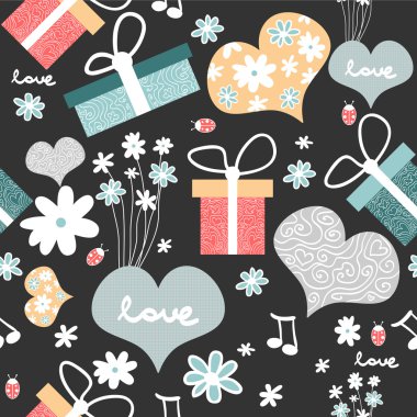 romantik elemanları ile tatlı seamless modeli