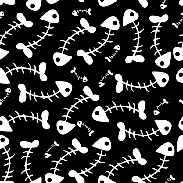 Seamless pattern with fish skeletons — Stock Vector