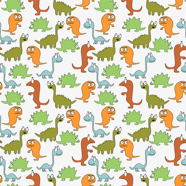 Modèle sans couture avec des dinosaures mignons — Image vectorielle