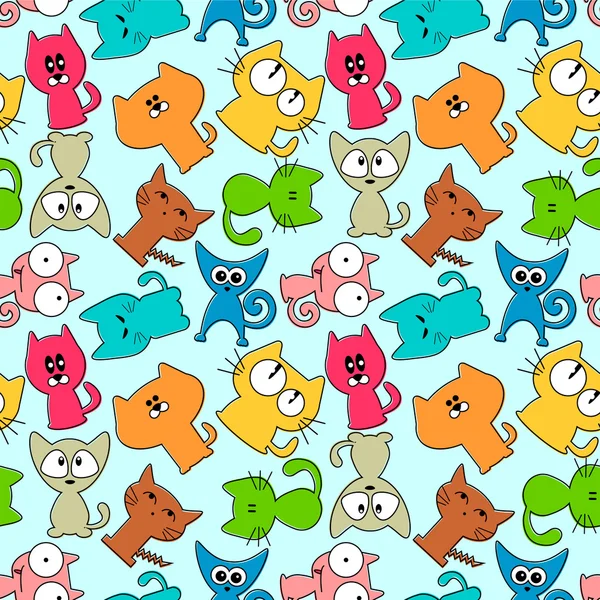 Seamless pattern with funny cats — Stock Vector