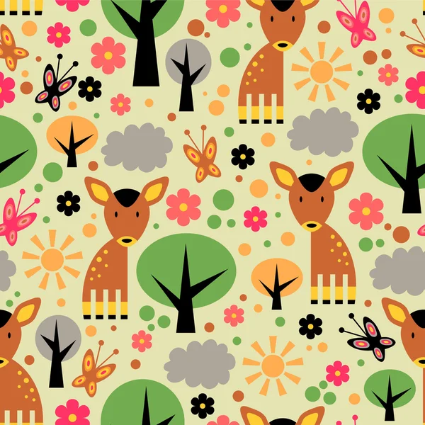 Varrat nélküli mintát design. Aranyos erdő — Stock Vector