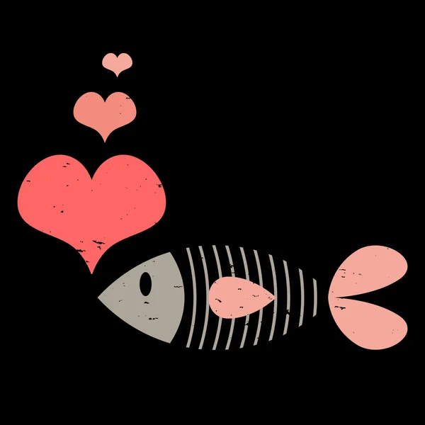 Tarjeta de amor con peces lindos — Archivo Imágenes Vectoriales