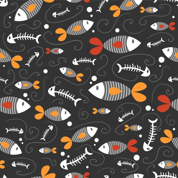 与鱼搭配的漂亮无缝图案 — 图库矢量图片