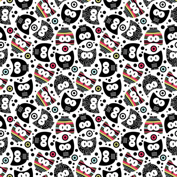 Cute seamless pattern with funny owls — Stock Vector