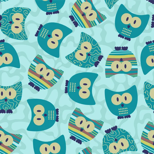 Cute seamless pattern with funny owls — Stock Vector