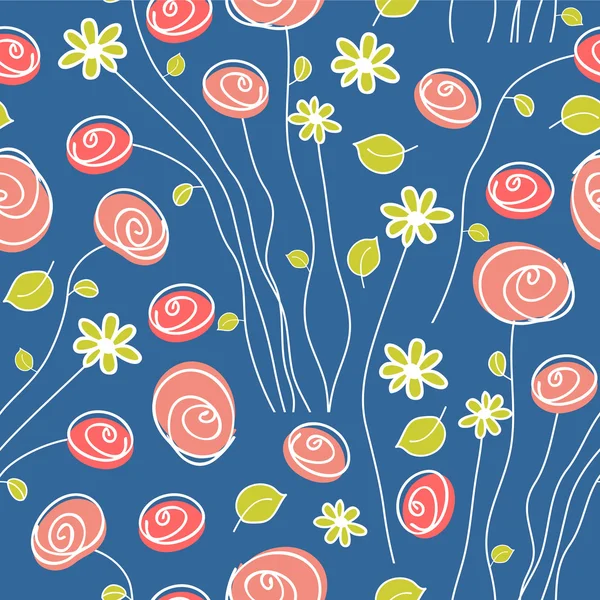 美しい花とシームレスなパターン — ストックベクタ