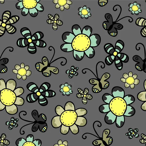 Diseño de patrón bastante floral sin costuras — Vector de stock