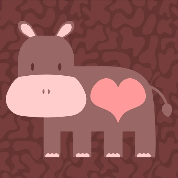 Mignon hippopotame avec un cœur — Image vectorielle