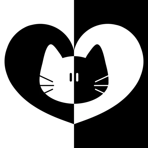 Ilustración romántica con gatito lindo — Vector de stock