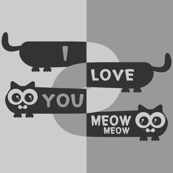 Romantische illustratie van twee katten — Stockvector