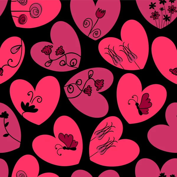 Beautiful romantic seamless pattern with hearts — Stock Vector