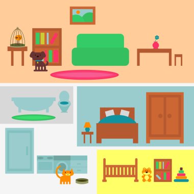 set mobilya elemanları dört Oda