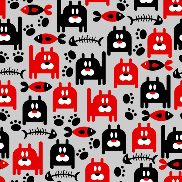 Seamless pattern with funny kitties — Stock Vector