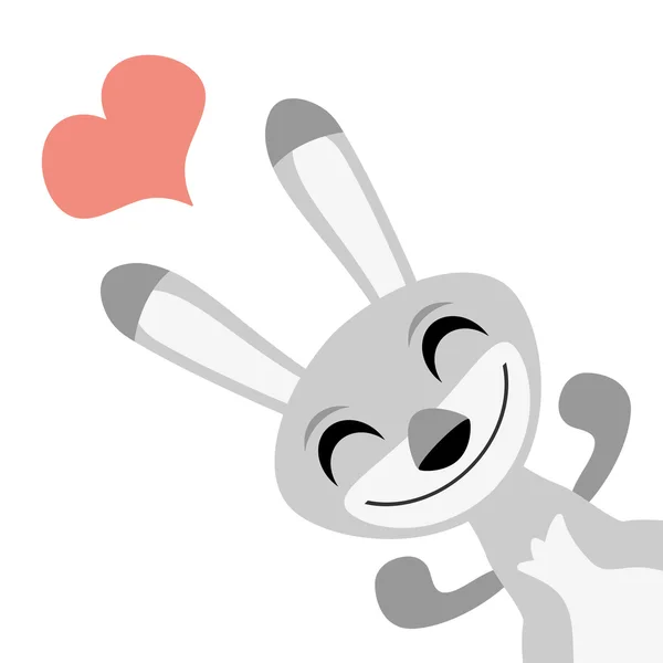 Mignon lapin en amour illustration romantique — Image vectorielle