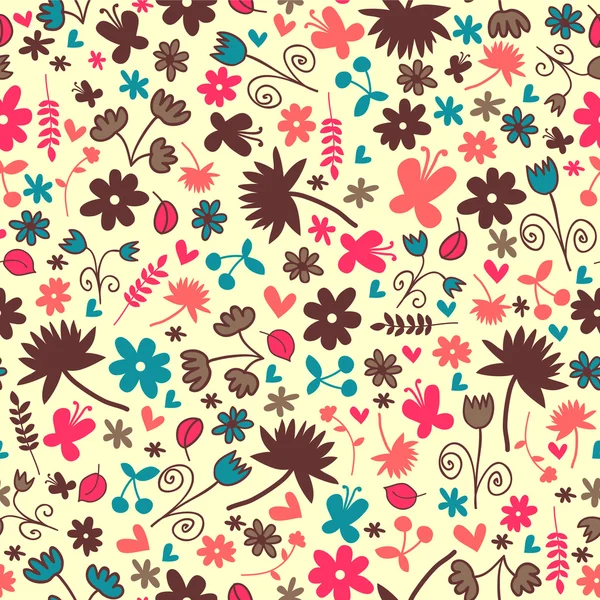 手描き花シームレスパターン — ストックベクタ
