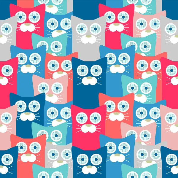 Colorful seamless pattern with funny cats — Stock Vector