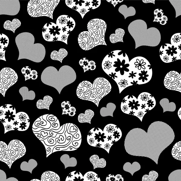 Motif romantique sans couture avec des cœurs — Image vectorielle