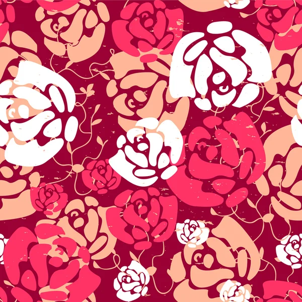 Patrón rosa sin costuras con rosas — Vector de stock