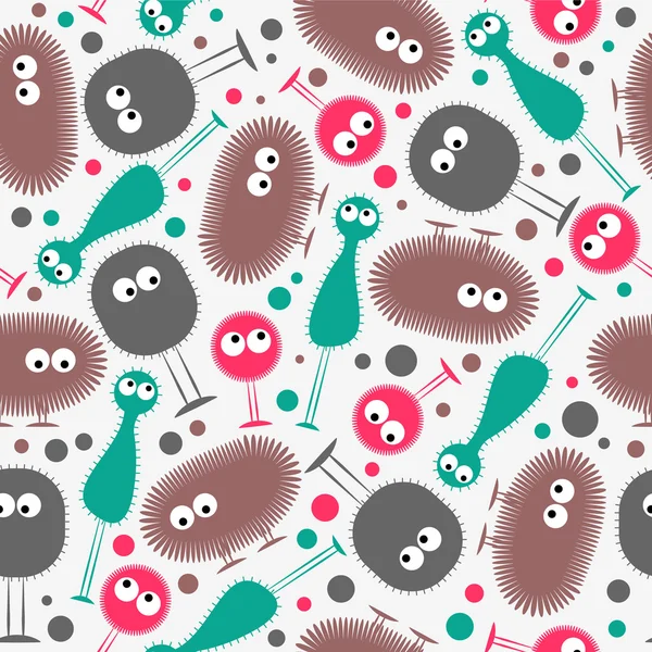 Seamless pattern with funny colorful monsters — Stock Vector