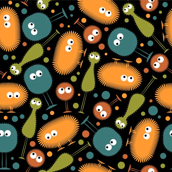 Seamless pattern with funny colorful monsters — Stock Vector