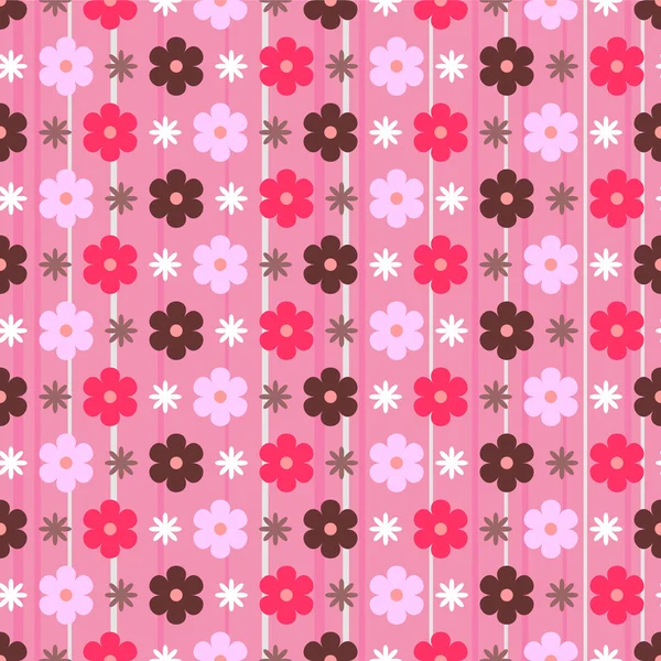 Patrón rosa sin costuras con flores bonitas — Vector de stock