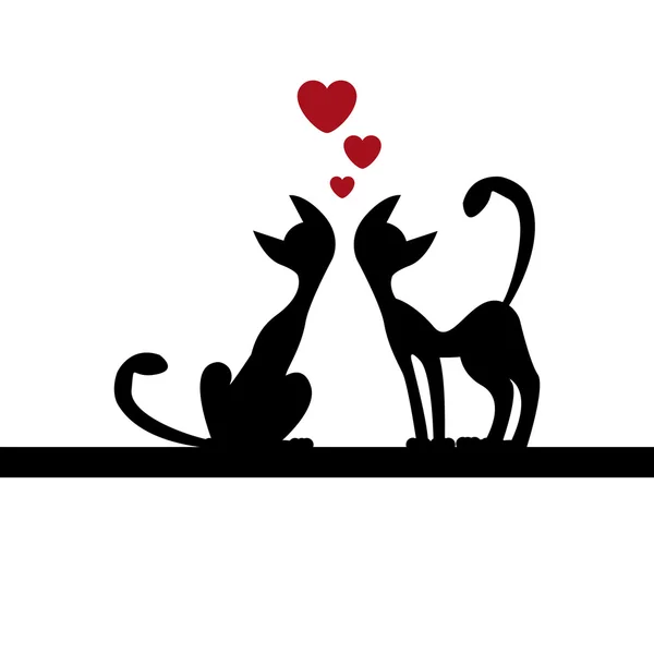 Dos gatos enamorados, ilustración de San Valentín — Vector de stock