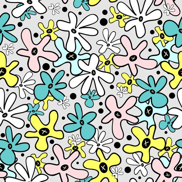 Cute seamless pattern with flowers — Stock Vector
