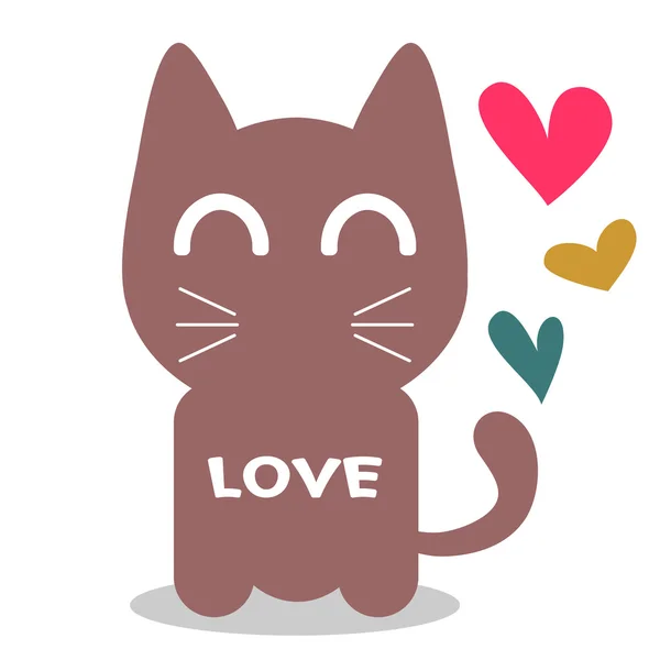 Lindo gato en amor romántico ilustración — Vector de stock