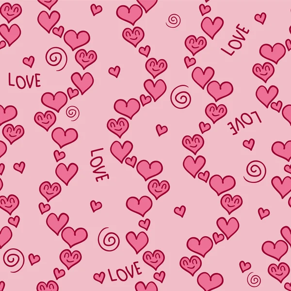 Romantisches rosafarbenes nahtloses Muster mit Herzen — Stockvektor