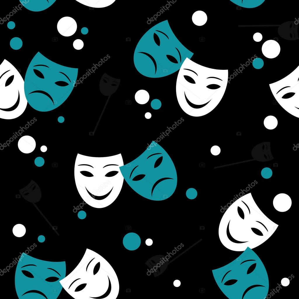 Seamless pattern with theatre masks