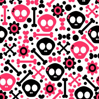 Seamless pattern with funny skulls clipart