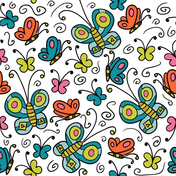 Płynny wzór z kolorowych motyli — Wektor stockowy