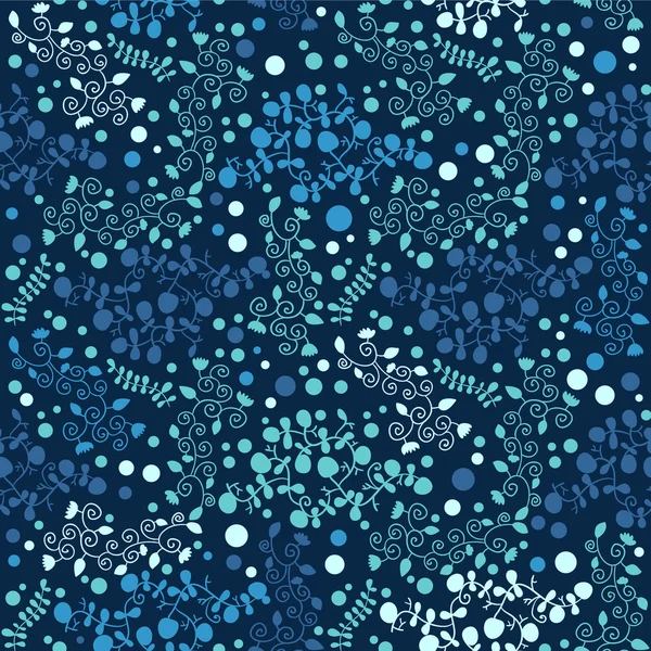 Blauwe naadloze patroon met florale elementen — Stockvector