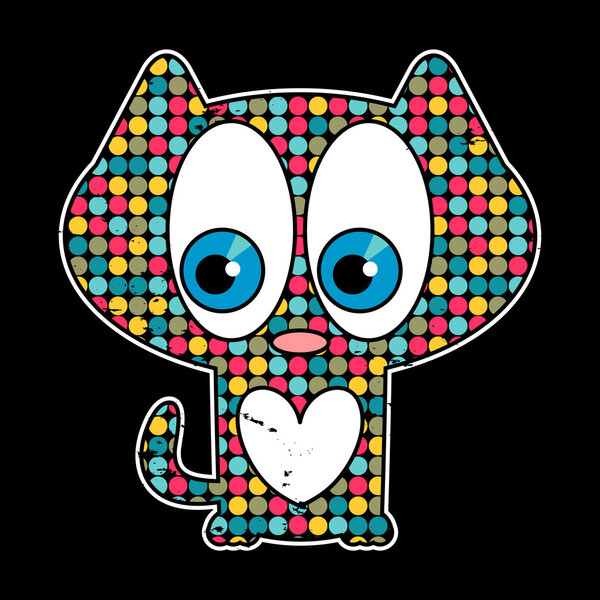 Cute kitty in love romantic illustration