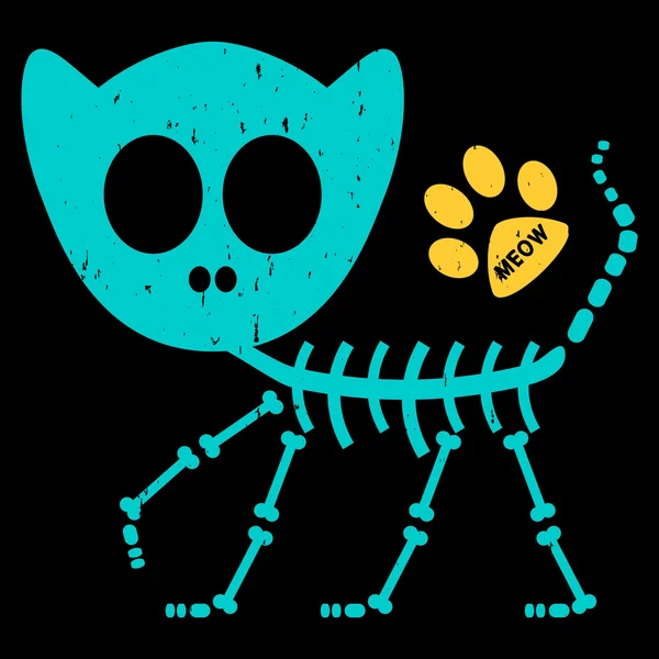 Illusztráció egy vicces macska csontváz — Stock Vector