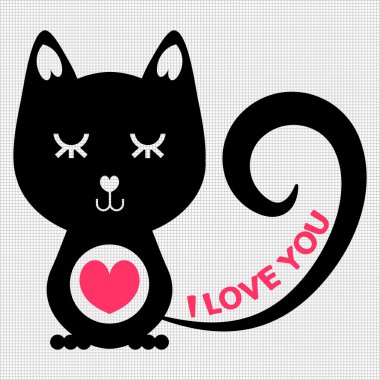 bir kedi ile romantik illüstrasyon