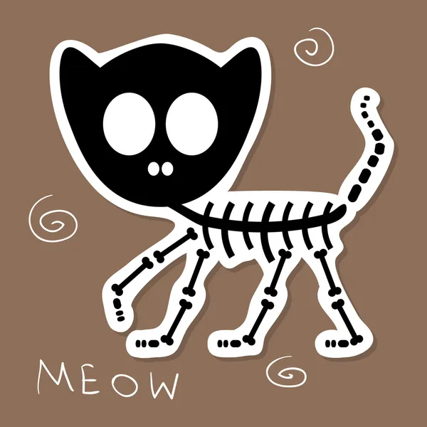 Illustrazione di uno scheletro di gatto divertente — Vettoriale Stock